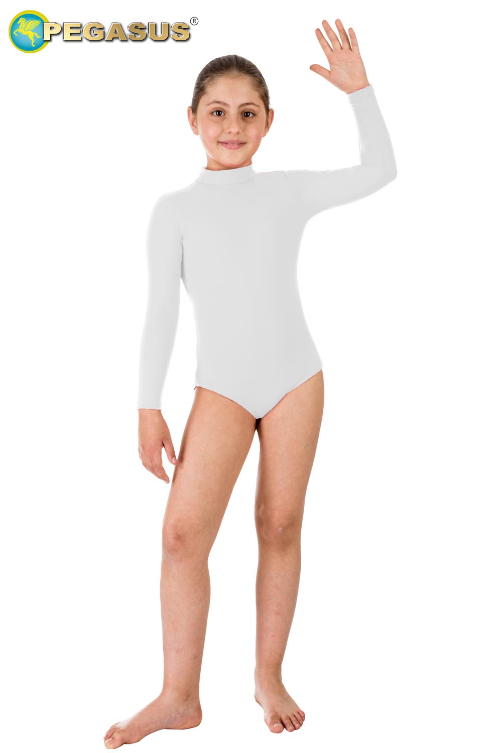 BODY DANZA COLLO ALTO LYCRA BIANCO BAMBINA